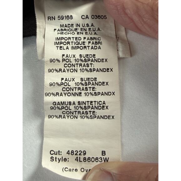 Karen Kane Women’s Pullover Top 3/4 Sleeves Black Faux Suede Inlay Sz 1X USA - Picture 10 of 11